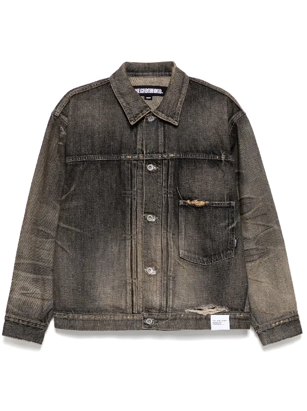 Men's Coats for HikingWashed-Effect Denim Jacket