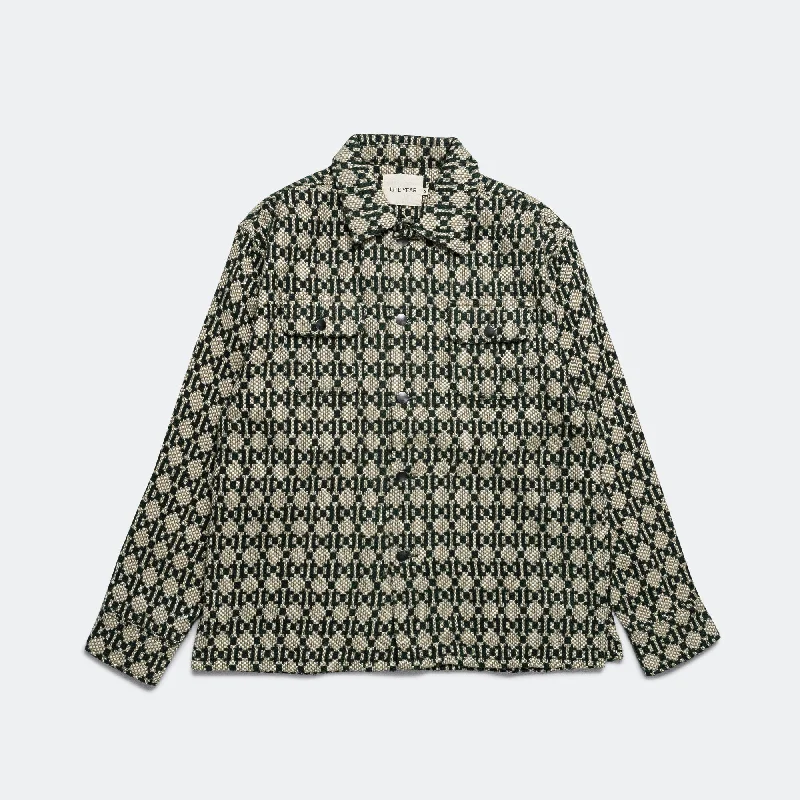 Men's Coats with Stretch FabricWork Jacket - Green Natural Weave