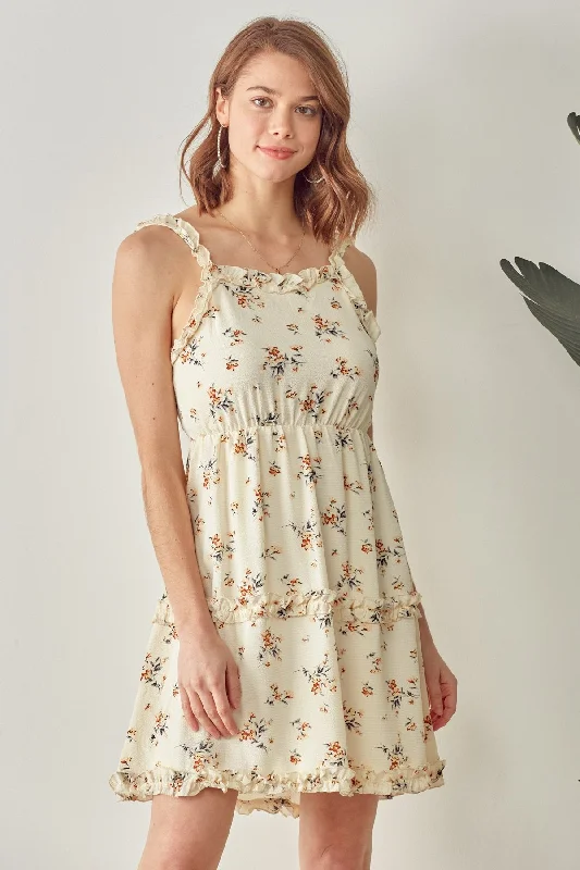 women's prom dressesShort Floral Merrow Ruffle Dress