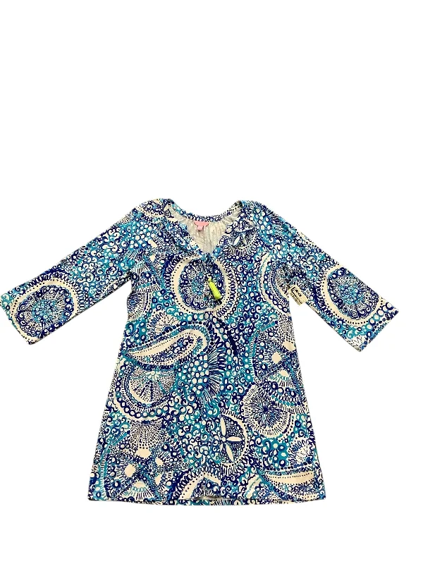 Flutter-Sleeve DressDress Casual Short By Lilly Pulitzer In Blue, Size: L