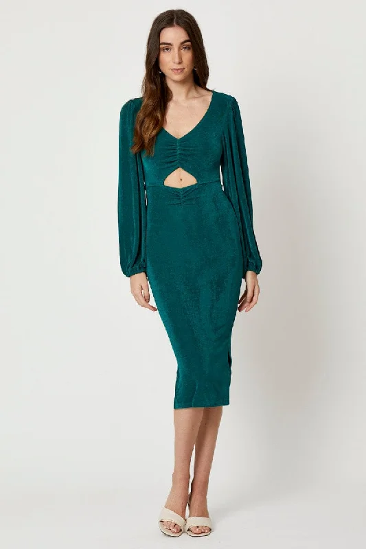 Beaded DressGreen Slinky Jersey Cut Out Dress