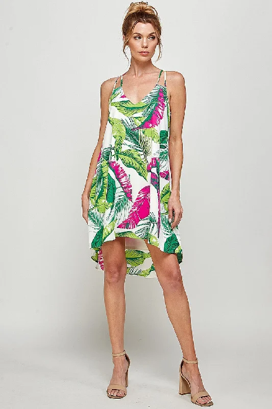 Peplum DressHigh Low Tropical Print Dress