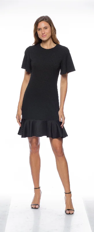 Short-Sleeve DressMarina Short Flutter Sleeve Ruffled Hem Sheath Dress