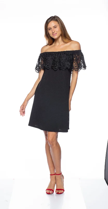 Organza DressMarina  Short Lace Off Shoulder Dress