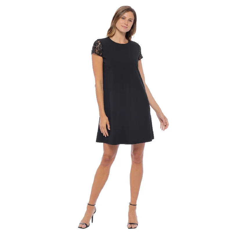 Denim DressMarina  Short Sequin Illusion Sleeve Dress