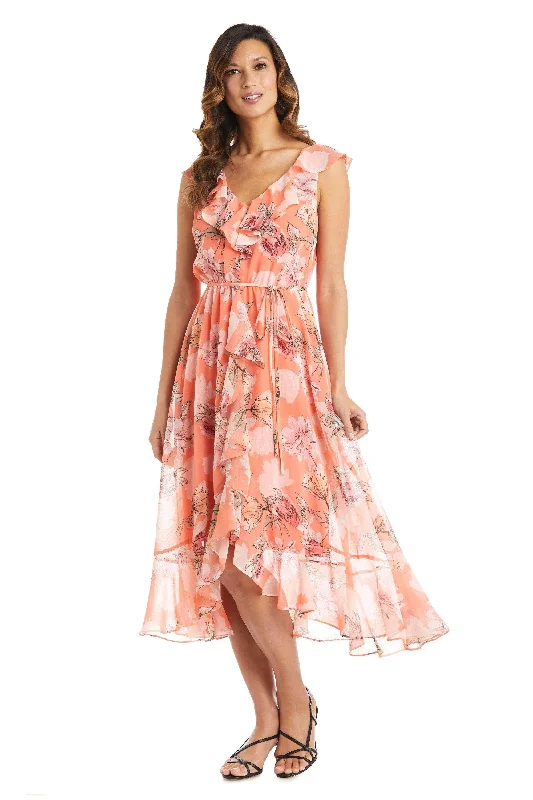 women's bodycon dressesR&M Richards 7804 High Low Print Chiffon Dress