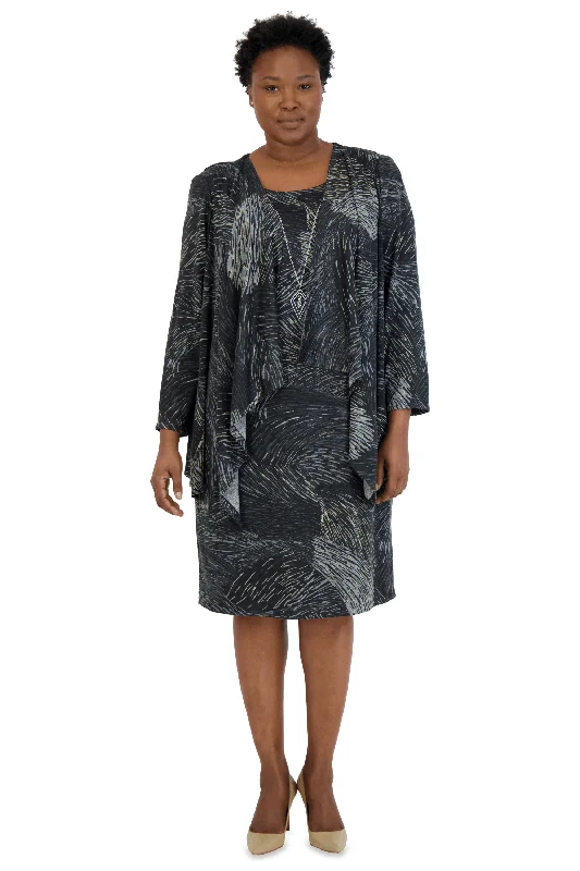 Bow-Tie DressR&M Richards 9156W Plus Size Short Jacket Dress