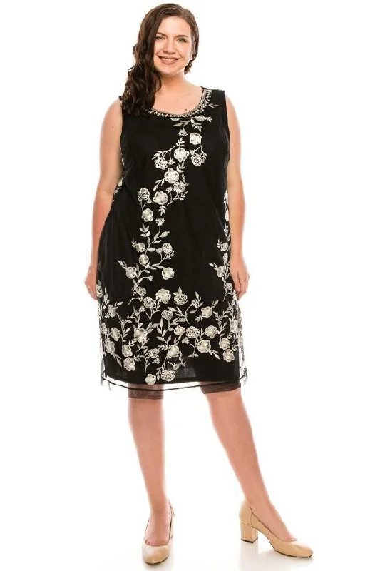 women's everyday dressesSD Collection Short Floral Beaded Dress