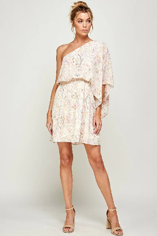 Floral DressShort Printed One Shoulder Dress
