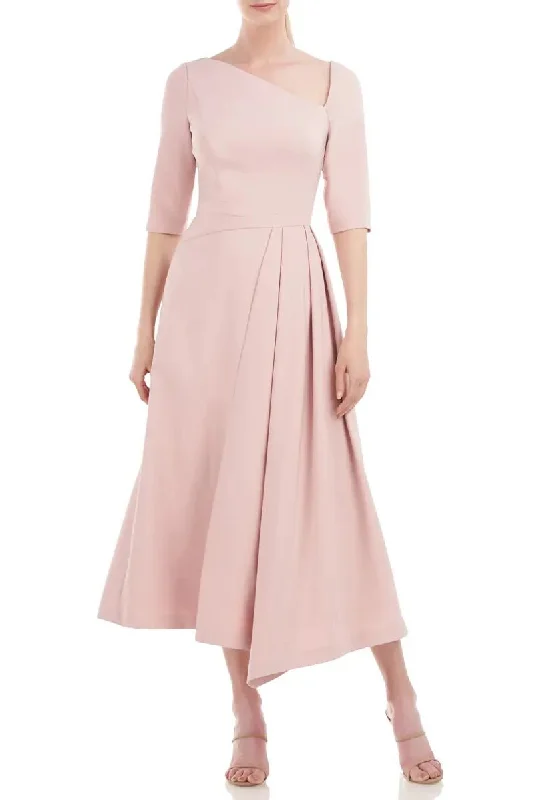 Statement DressSoft Blush 10 Kay Unger 5518822 3/4 Sleeve Pleated Tea Length Dress Sale