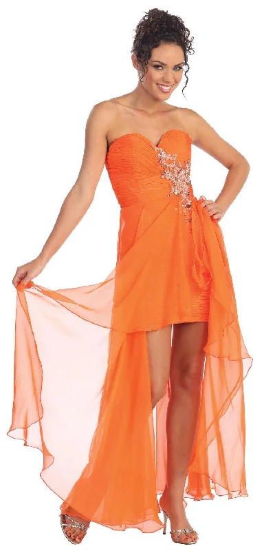 women's flowy dressesHigh Low Dress with Ruched Bust and Over Skirt